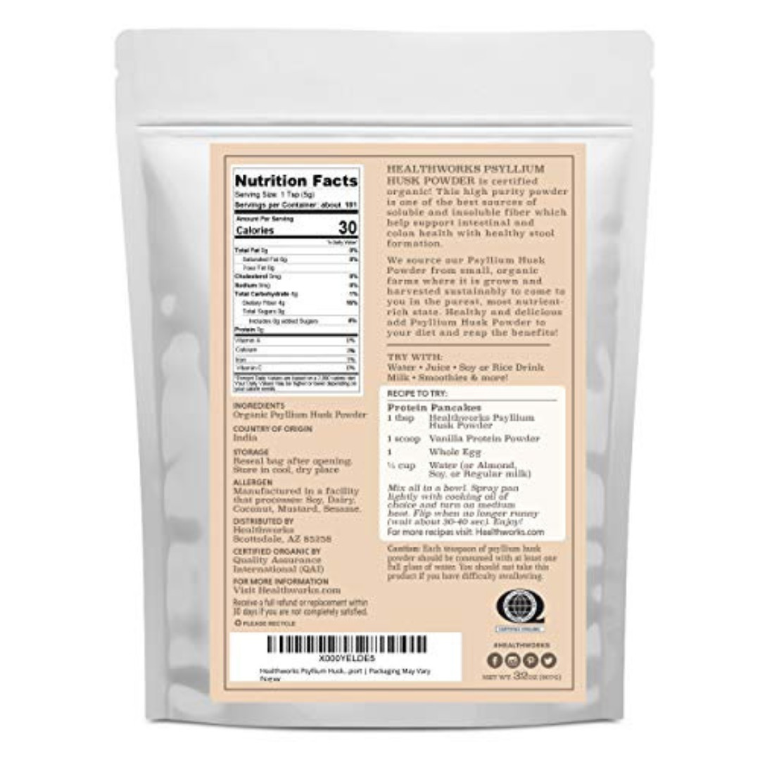 Psyllium Husk Powder Organic – 32 Oz / 2 Lbs – Raw – Certified Organic – Finely