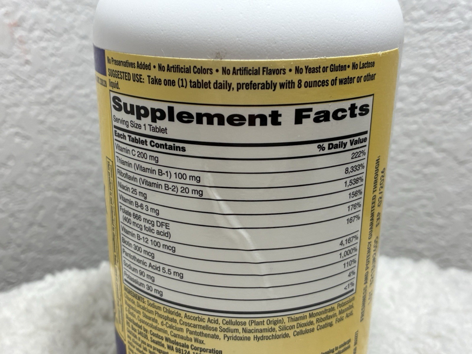 Kirkland Signature Super B-Complex + Electrolytes & Vit C 500 Tabs EXP. 02/2026