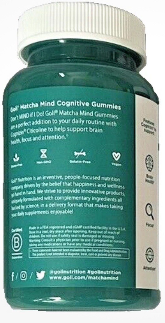 Goli Nutrition Gummies – 60 Count- MATCHA MIND – SEALED- Exp 04/26