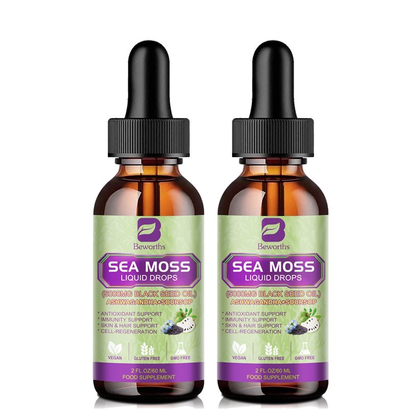 2 Pack Certified Organic Sea Moss Drops Irish Sea Moss Bladderwrack Burdock Root