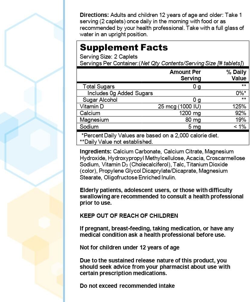 Slow Release 1200, 1200 mg Calcium Citrate and Calcium Carbonate with 25 mcg …