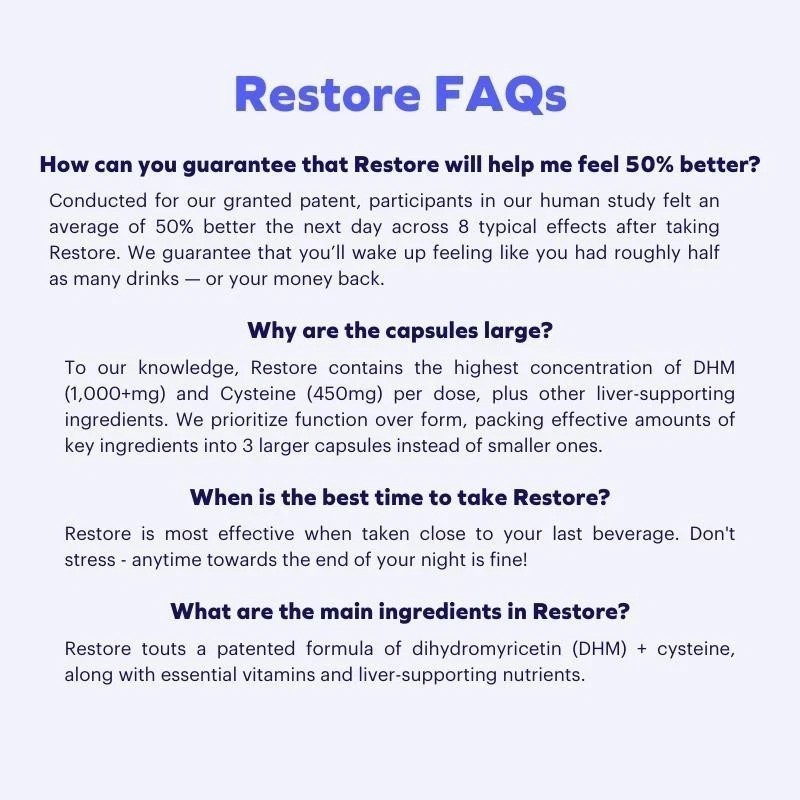 Cheers Restore | Supplement with DHM + L-Cysteine | Feel Better after Drinking