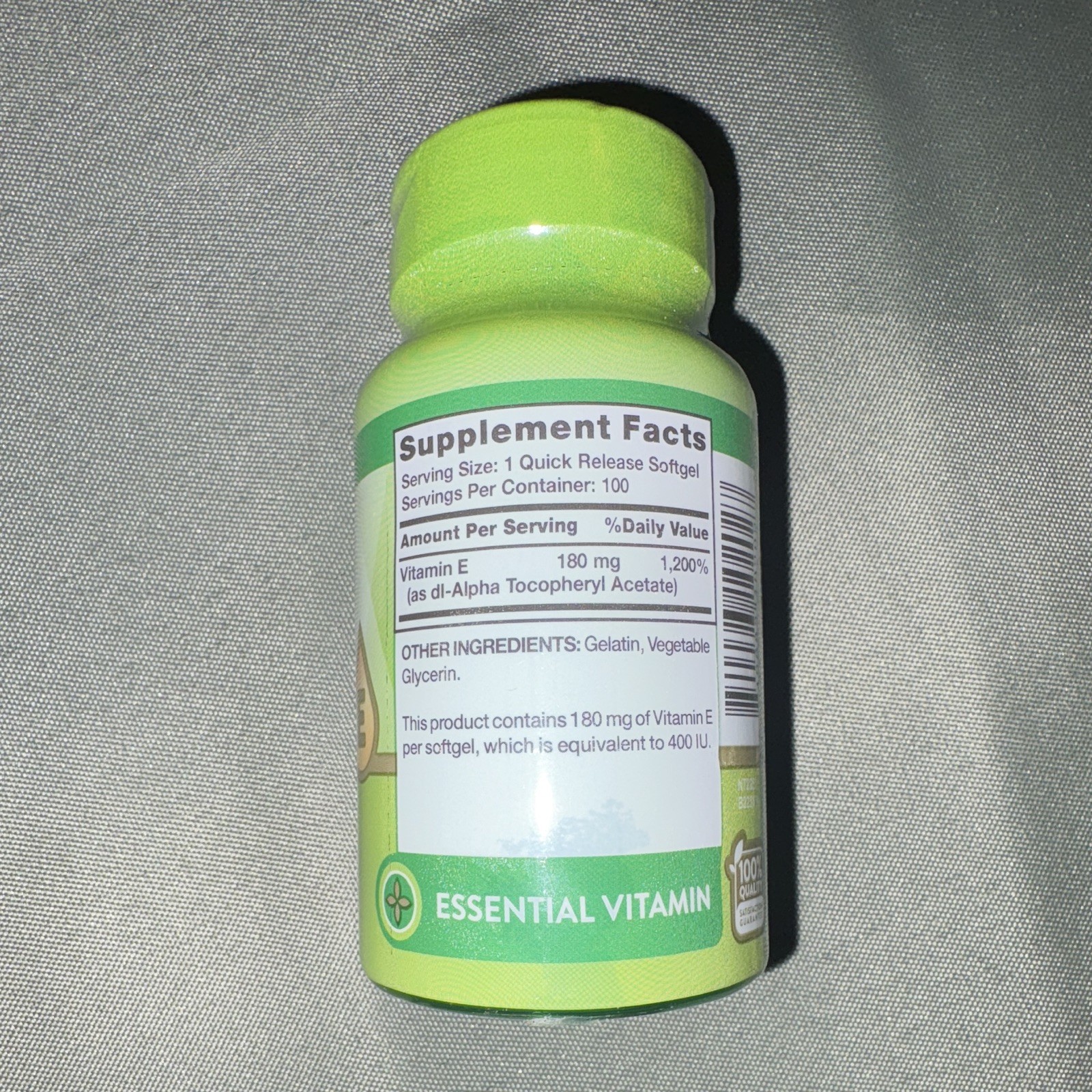 Nature’s Truth Vitamin E 180mg (400 IU) 100 Softgels Non-GMO Gluten-Free