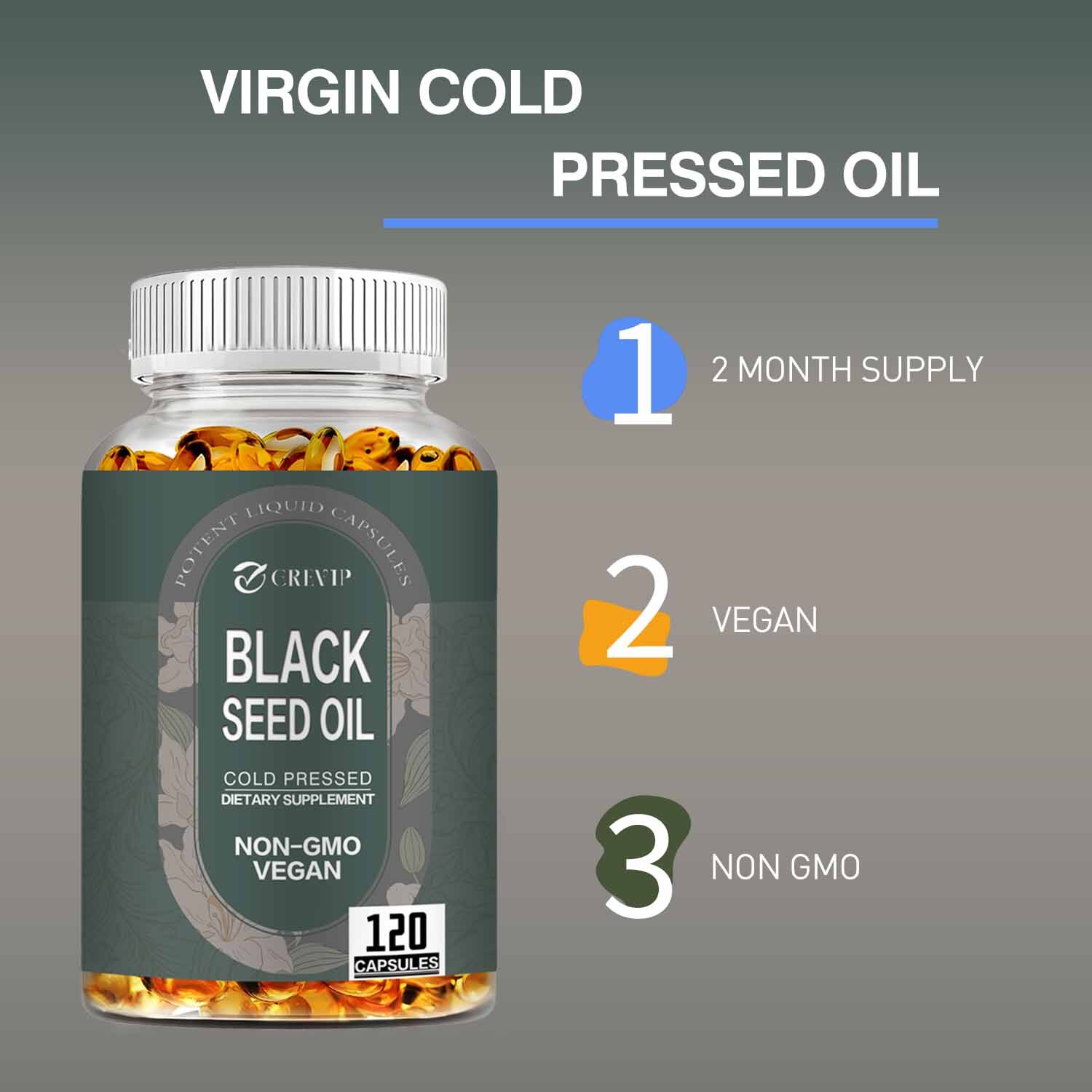 Black Seed Oil 1000mg – 100% Pure Organic COLD PRESSED Cumin Nigella Sativa