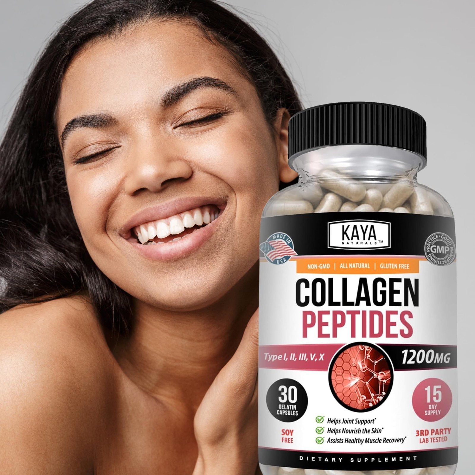 Kaya Naturals Multi Collagen Peptides Complex Powder for 30 Count (Pack of 1)