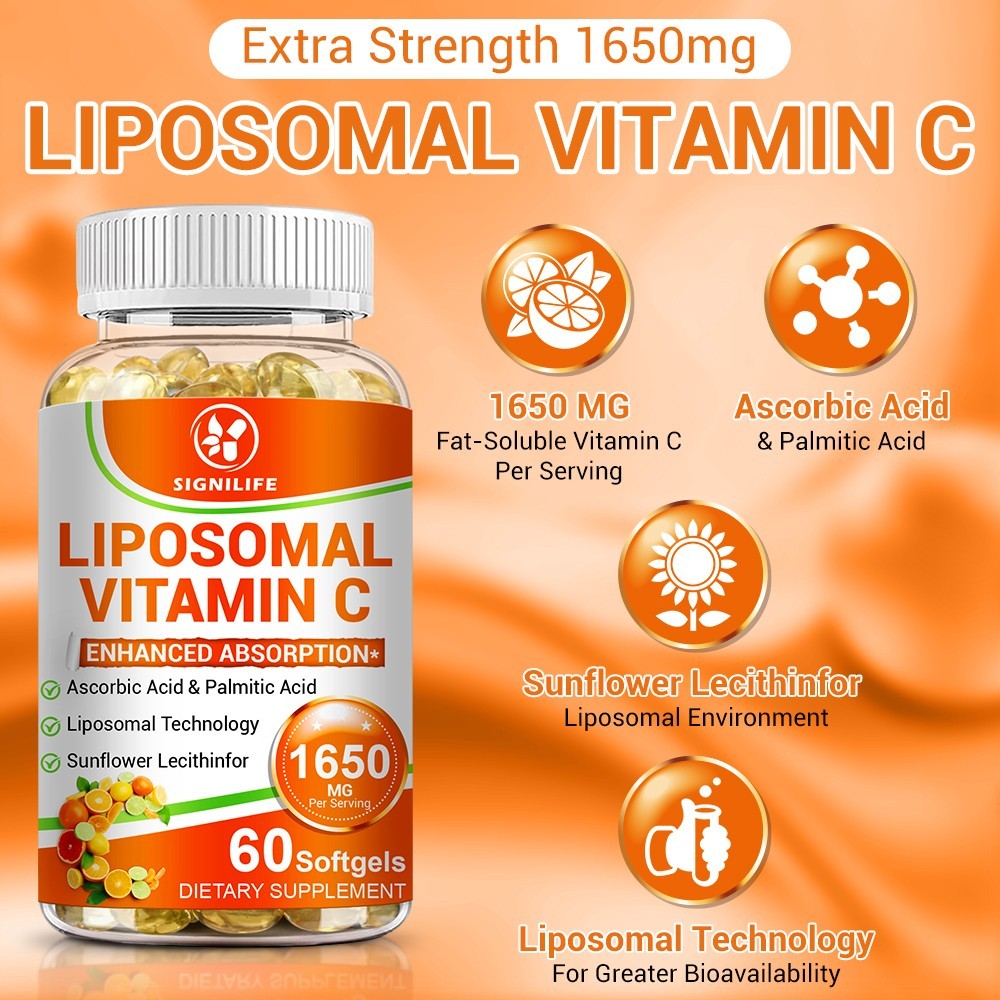 Liposomal Vitamin C 1650mg -60 Capsules – High Absorption Supplements.