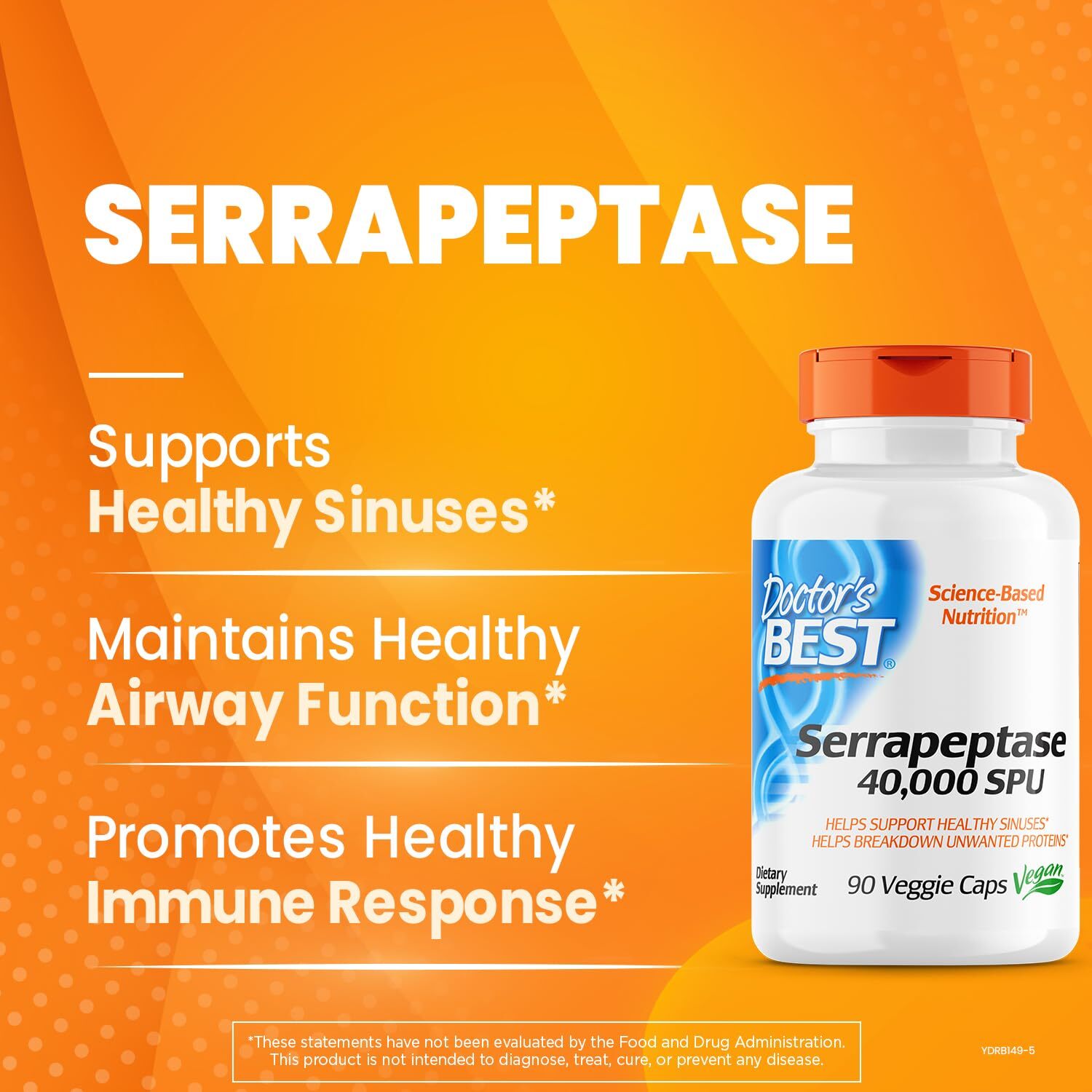 Doctor’s Best Serrapeptase 90 Veggie Caps Non GMO Vegan Respiratory Health
