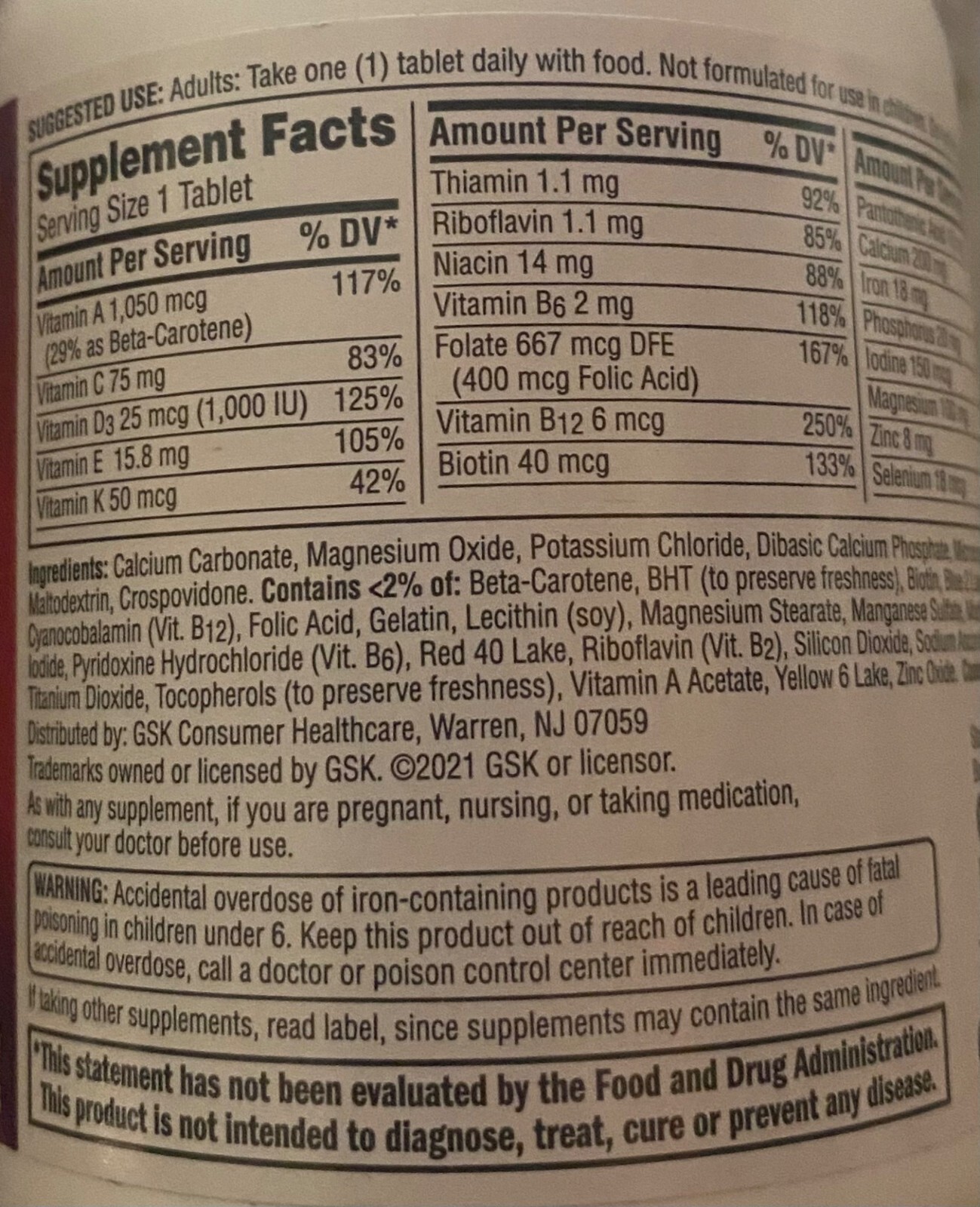 Centrum Women Multivitamin/Multimineral Supplement 120 Tablets 12/2025