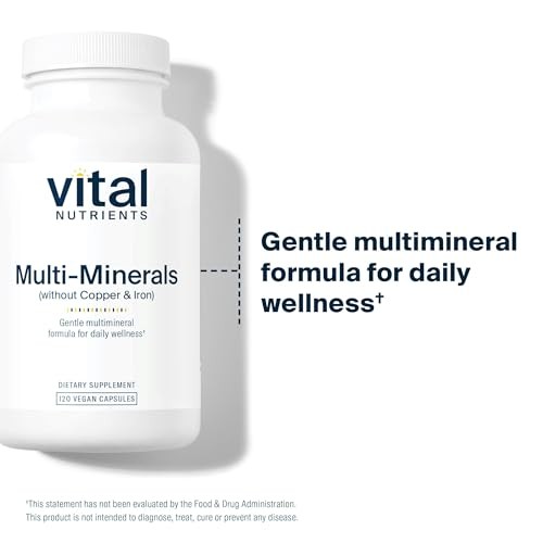 Vital Nutrients Multi-Minerals Citrate/Malate No Copper Iron Vegan 120 Capsules