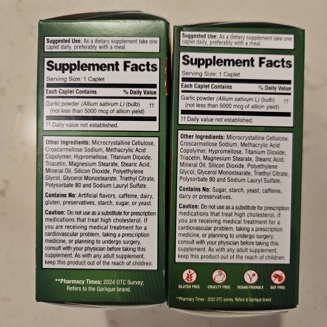 Garlique Healthy Cholesterol Formula Cholesterols 60 Caplets X2 Exp 2027+
