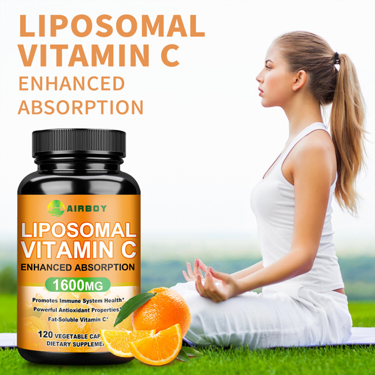 120pcs Liposomal Vitamin C 1600mg – High Absorption, Fat Soluble Vit Supplements