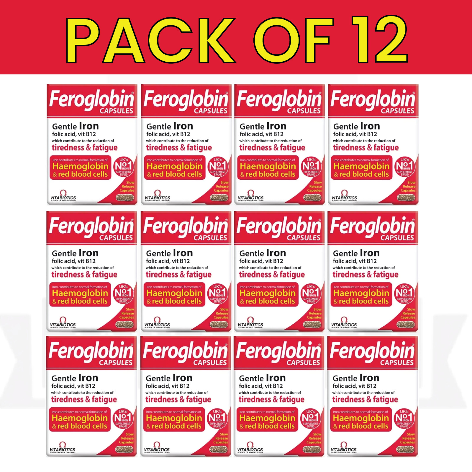 VITABIOTICS Feroglobin Vitamin and Mineral 30 Capsules – pack of 12