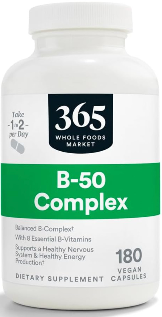 365 Whole Foods Market B-50 Complex 180 Vegan Capsules EXP 02/2026 Brand New