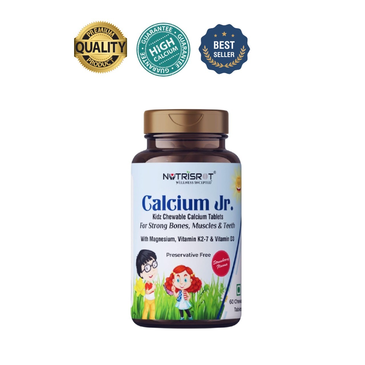 NUTR.ISROT Calcium Jr Kids Chewable D3 K2-7 60 Strawberry