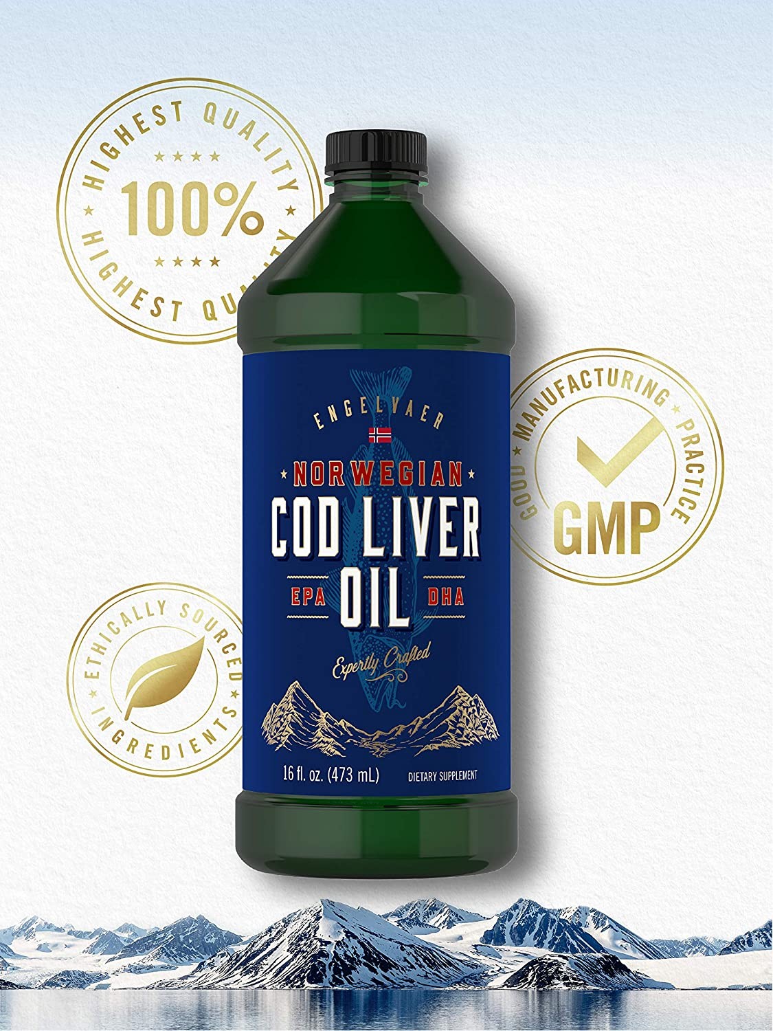 Cod Liver Oil Norwegian 16 fl oz 3 Bottles | Non-GMO, Gluten Free | by Carlyle