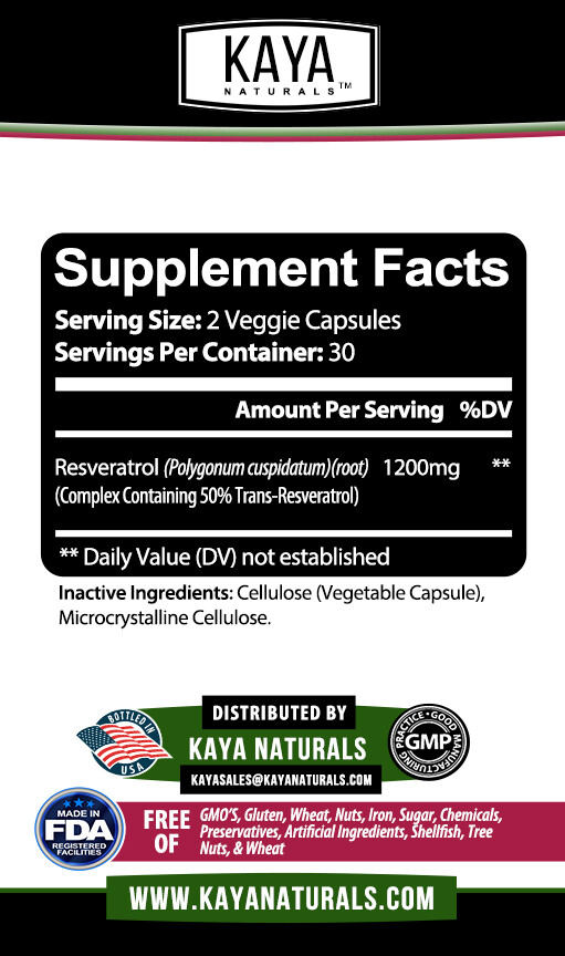 Resveratrol Capsules Anti-Aging Antioxidants, Brain Support, Radiant Skin