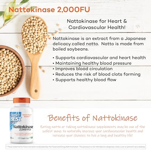 Doctor’s Best Nattokinase 270 Veggie Caps Non GMO Vegan Gluten Free Supplement