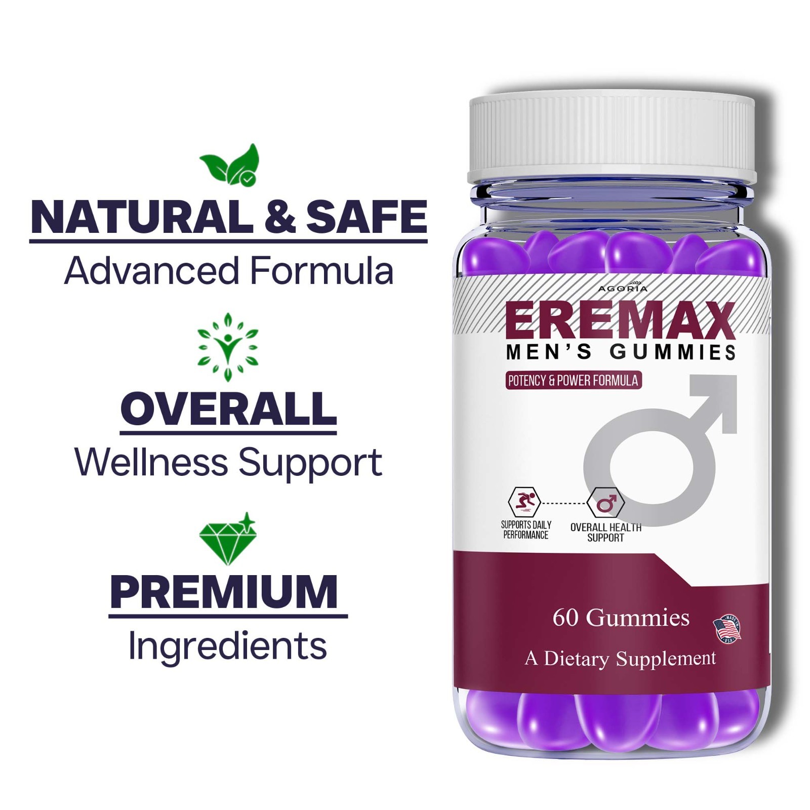 ( 1 Pack ) Eremax Gummies – Men’s Vitality & Performance Support Supplement