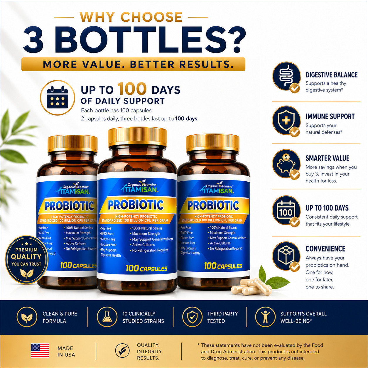 3 ULTRA PROBIOTIC 100 Billion CFUs 300 capsule NOW ULTIMATE FLORA PRIMAL NATURAL