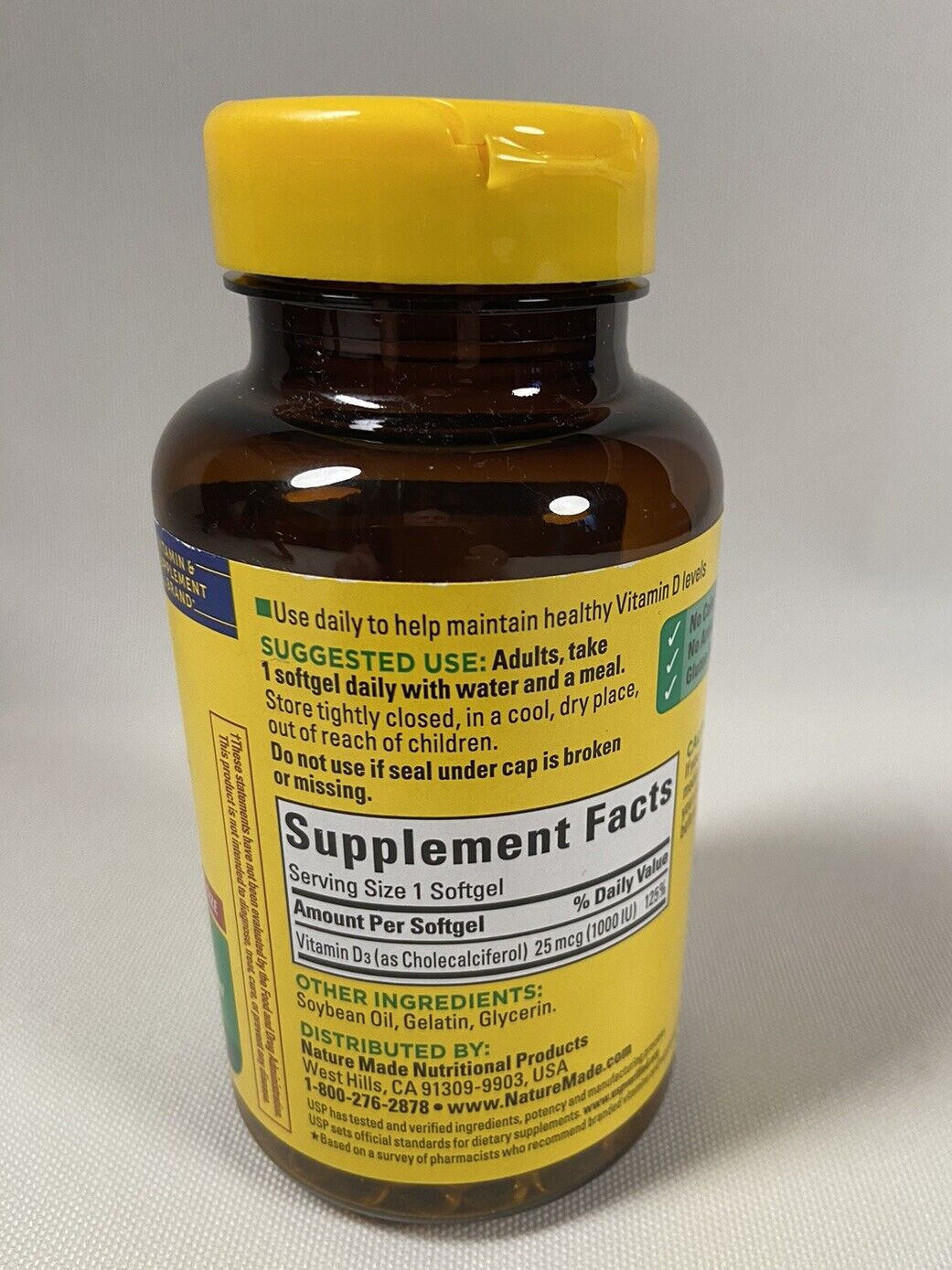 Nature Made Vitamin D3 1000 IU Dietary Supplement for Bone Teeth Muscle Health