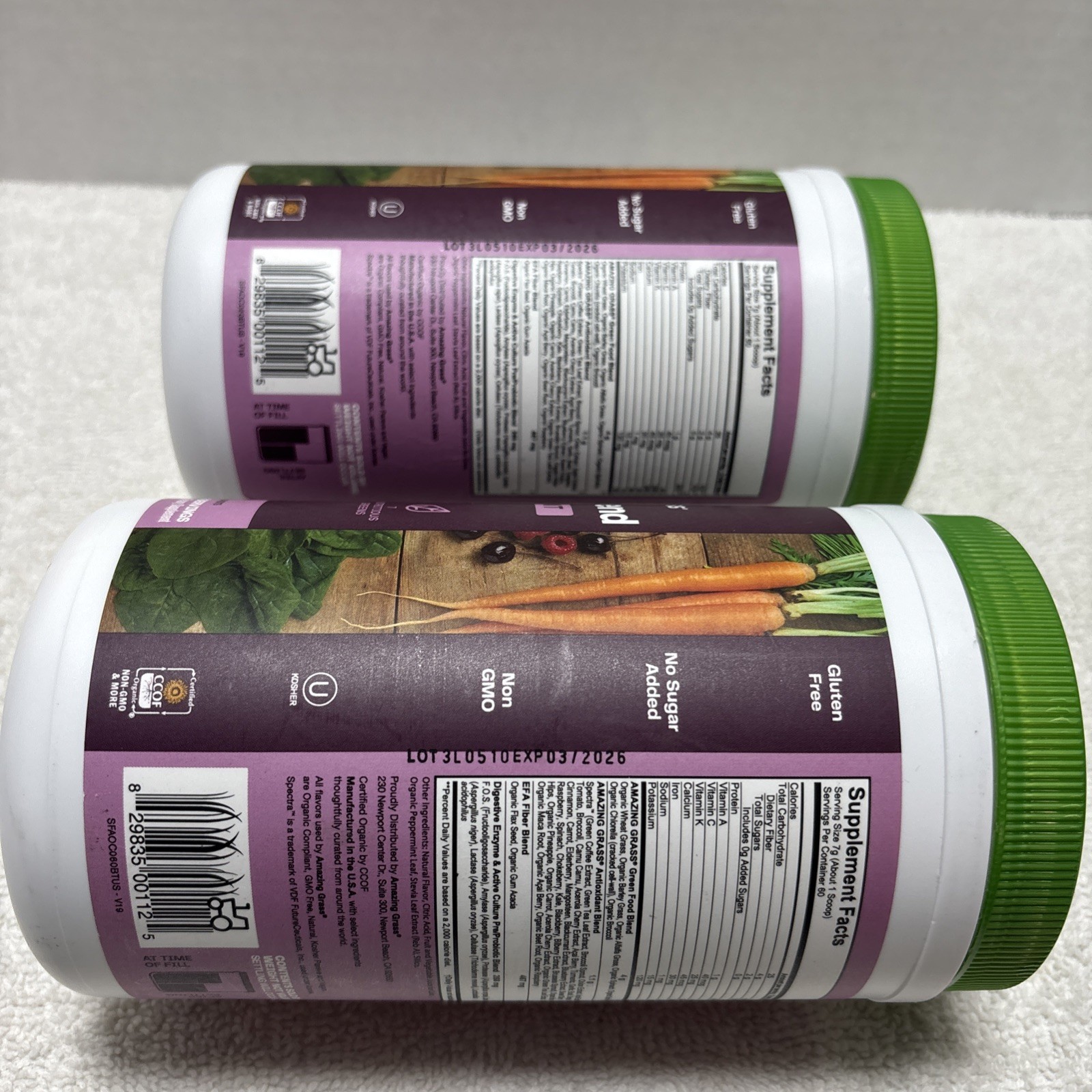 Lot of 2 Amazing Grass Greens Superfood Antioxidant Powder 14.8oz 03/2026