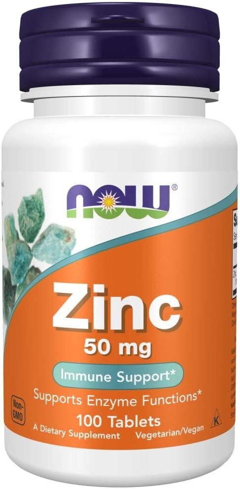 NOW Foods Zinc Gluconate, 50 mg, 100 Tablets