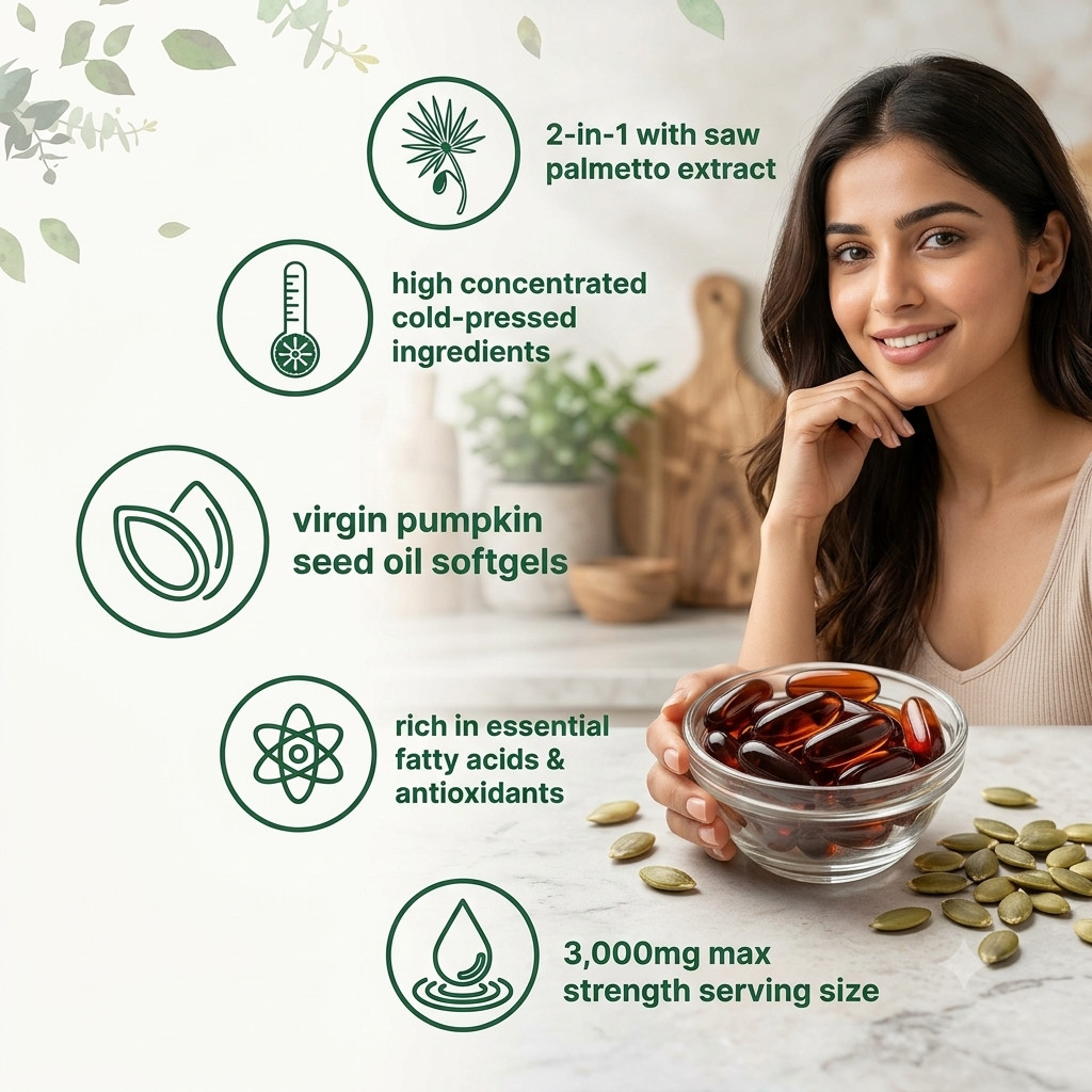 Pumpkin Seed Oil with Saw Palmetto 3000mg 180 Softgels Cold Pressed pack 2 piece