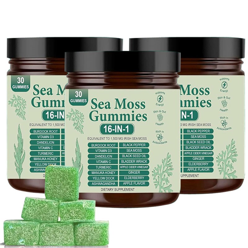 Enhanced 16 in 1 Organic Sea Moss Gummy | Irishmoss Extract 6000Mg | Green Apple