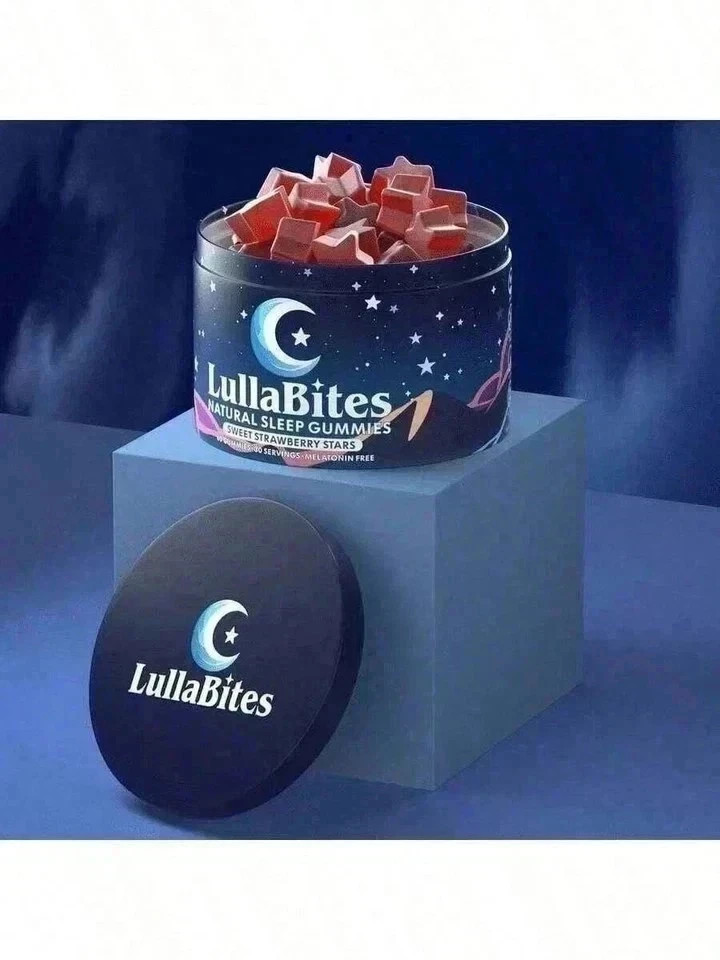 LullaBites Natural Sleep Gummies – Strawberry Stars – 60 Gummies – Sleep Support