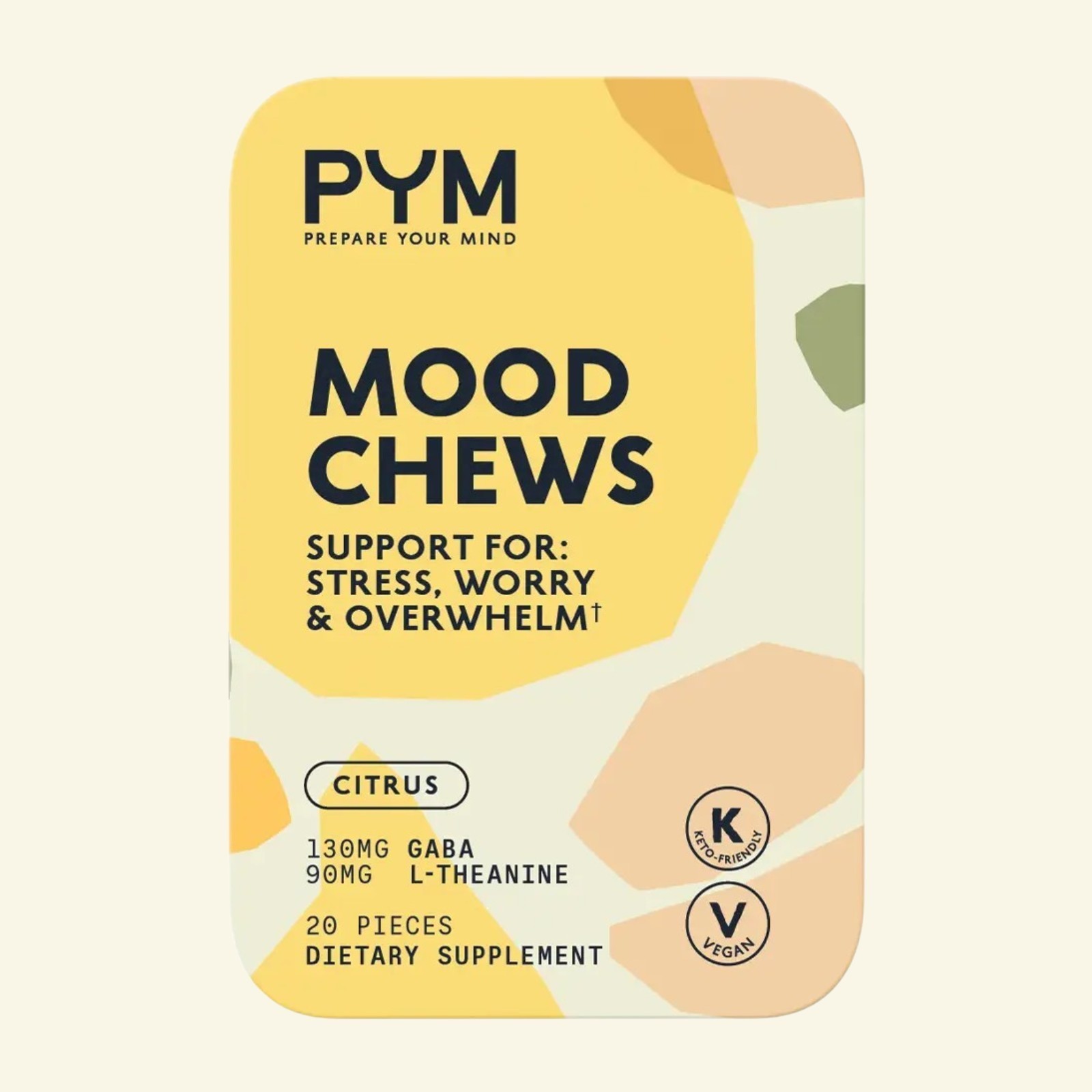 PYM Citrus Mood Chews Support for Stress, Worry Overwhelm, 20 Count | 130mg …