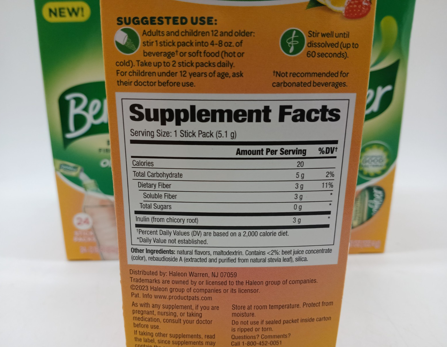 Benefiber Prebiotic Strawberry Lemonade Drink Mix – 3 Boxes (24 Sticks Each)