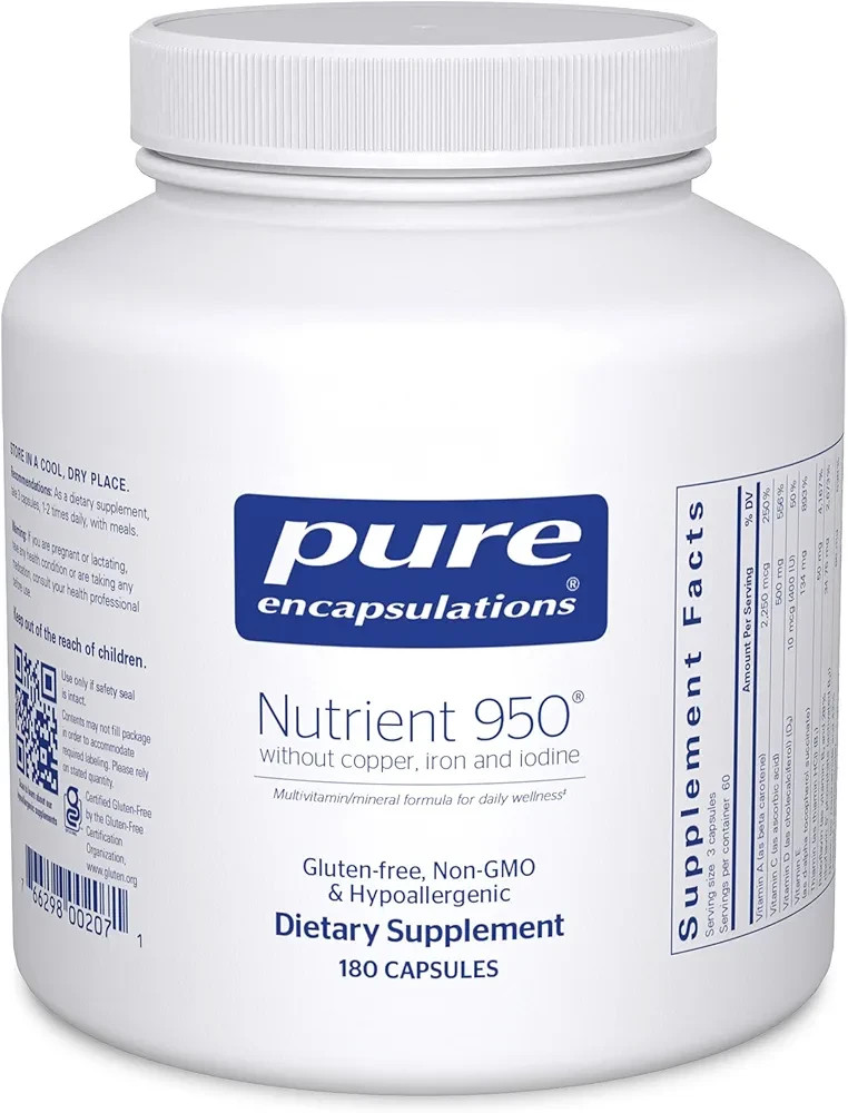 Pure Encapsulations Nutrient 950 Without Copper Iron Iodine 180 Caps Multivitami