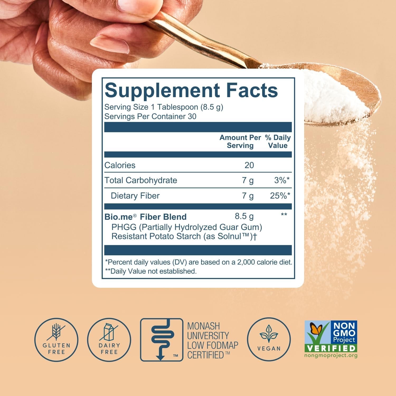 Bio.me Daily Prebiotic Fiber Powder – Unflavored | 7g Fiber Per Serving | 30 Ser