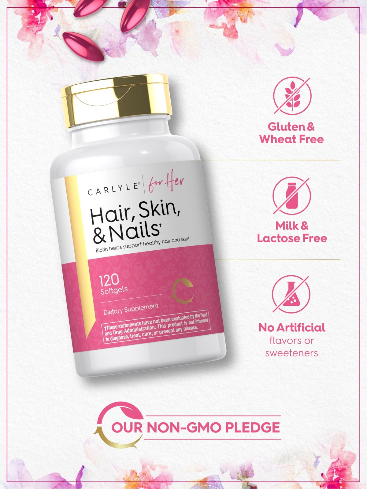 Carlyle Hair Skin and Nails Vitamin | 120 Softgels | 120 Count (Pack of 1)