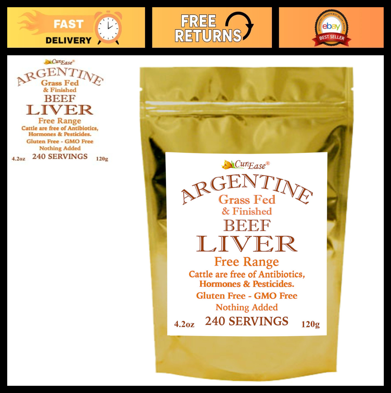 Grass-Fed Beef Liver Powder – Argentine, Undefatted, 4.2 oz, 240 Servings, Nutri