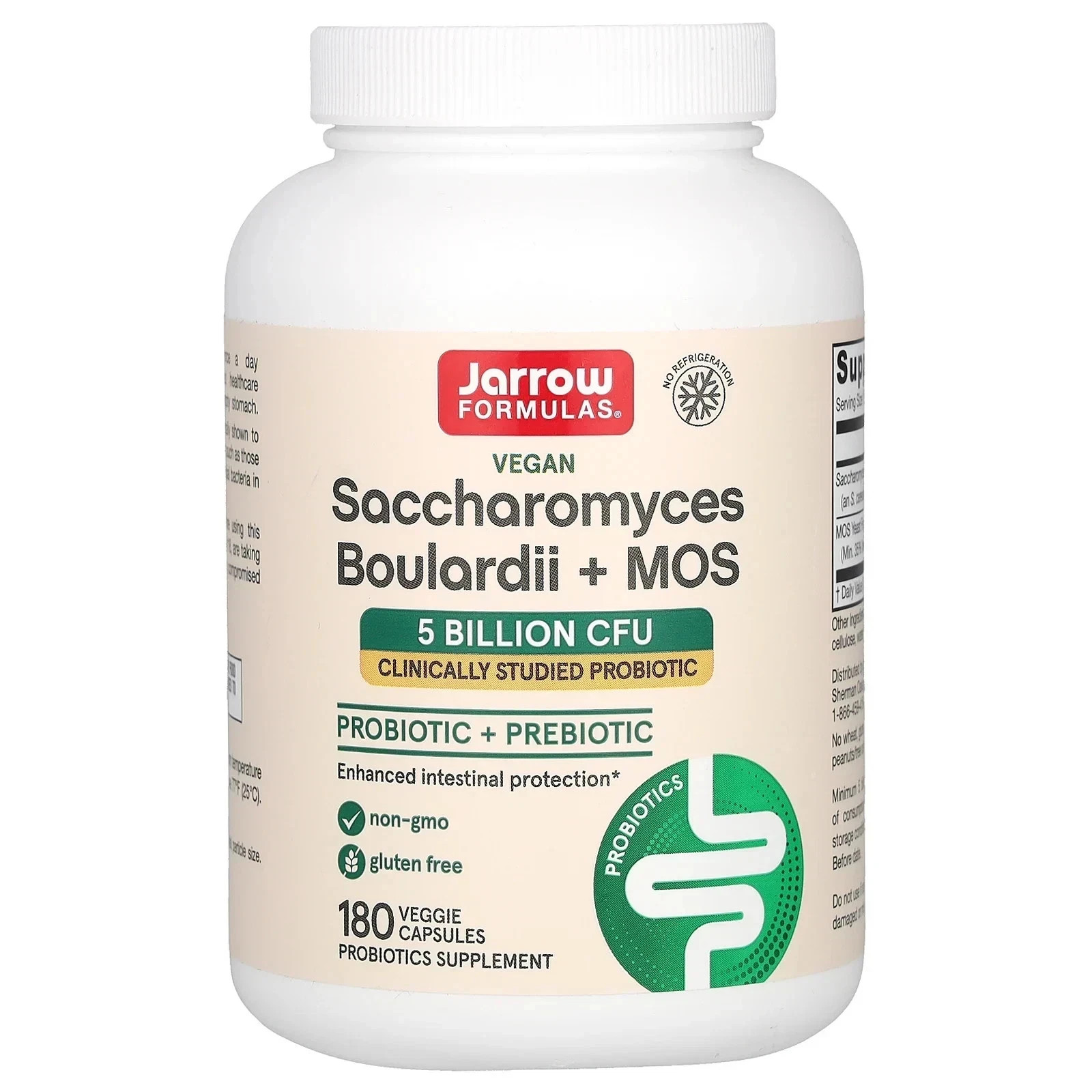 Jarrow Saccharomyces Boulardii + MOS 180 vcaps Each (Pack of 2)