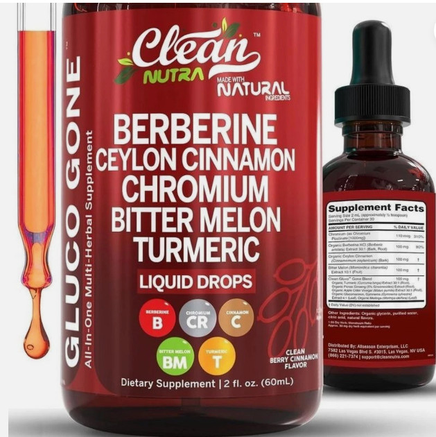Clean Nutra Berberine & Ceylon Cinnamon Liquid Drops for Metabolism Support