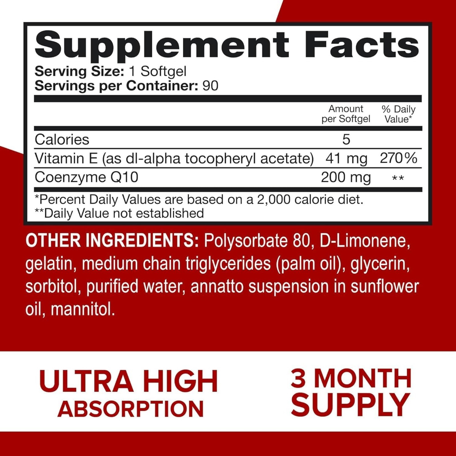 Qunol CoQ10 200mg Softgels,Ultra High AbsorptionCoenzyme Q10 Supplements-90Count