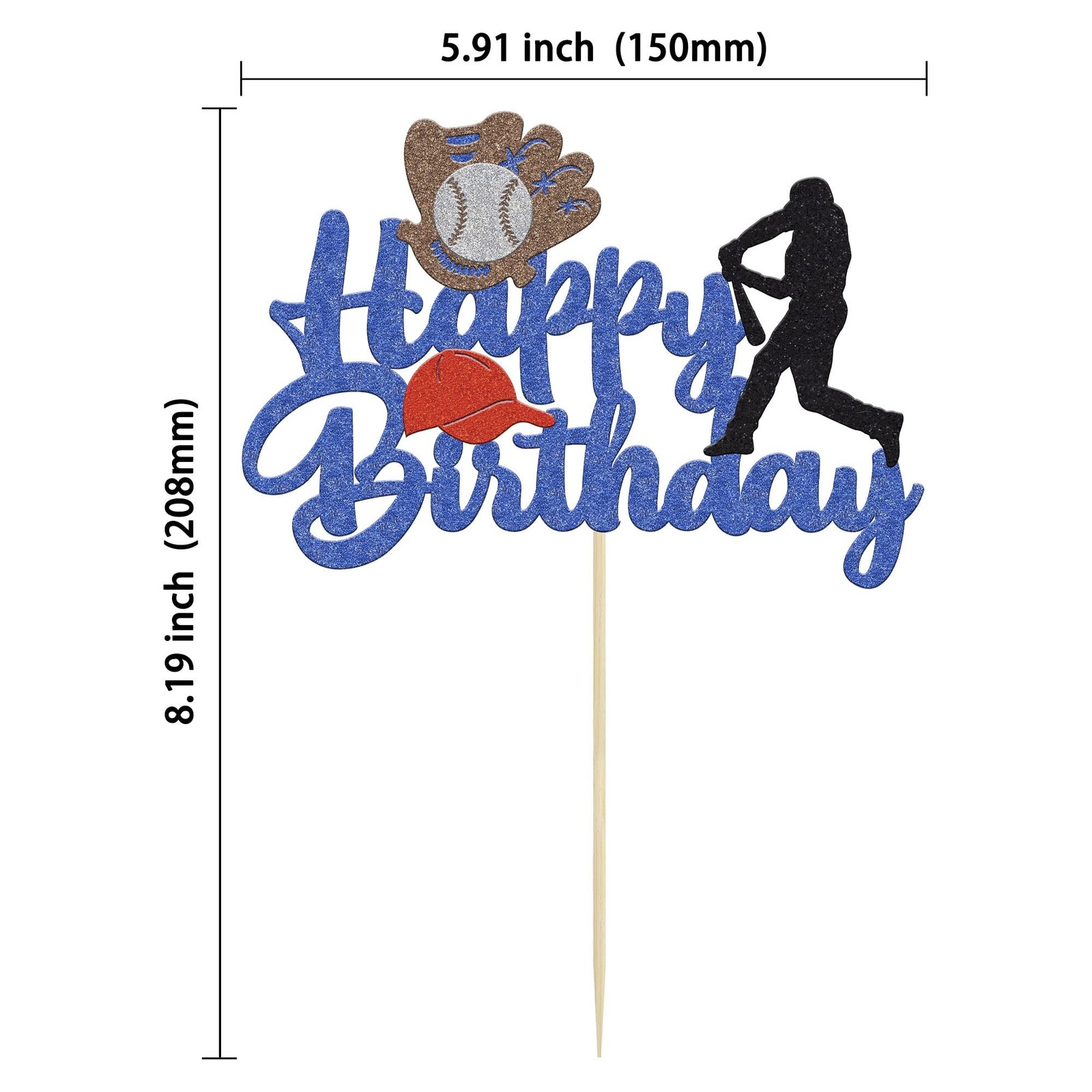 1 Pack Baseball Theme Cake Topper Sports Happy Birthday Baseball Player Cake …