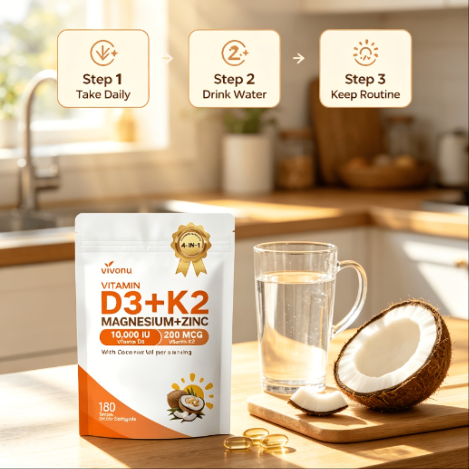 Vitamin D3 K2 Magnesium Zinc Softgel Cardiovascular Health Support Support