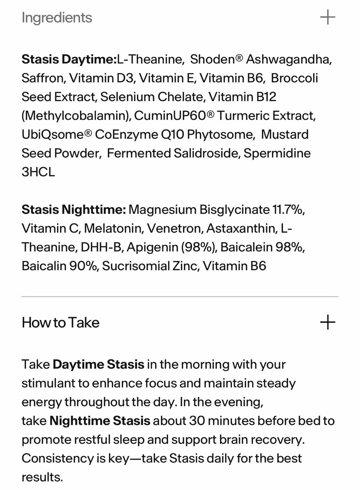Stasis Daytime & Nighttime Supplement Bundle 50 Caps Each; SEALED Exp 04/2028