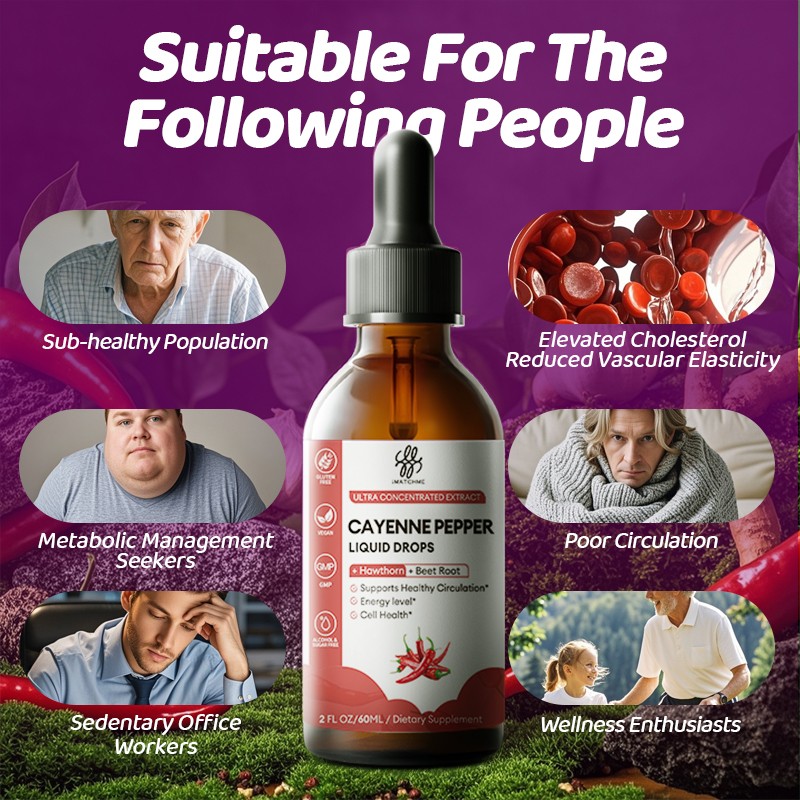 1-5x Cayenne Pepper Drops Supplement Liquid + Grape Seed, Turmeric, Ginseng 60ml