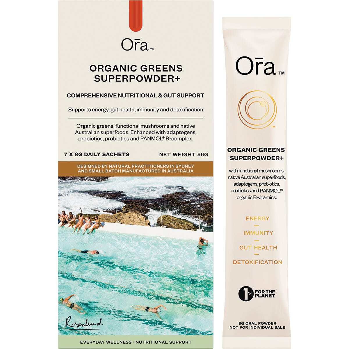 Ora Health Organic Greens Superpowder+ Daily Sachets 8g (Pack of 7)