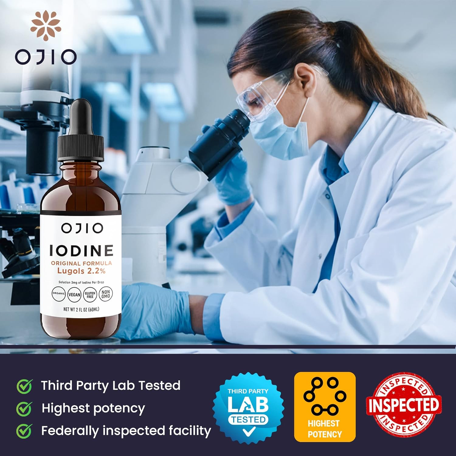 Iodine Solution 2% Liquid Drops High Potency 2oz Oral Supplement Energy Health