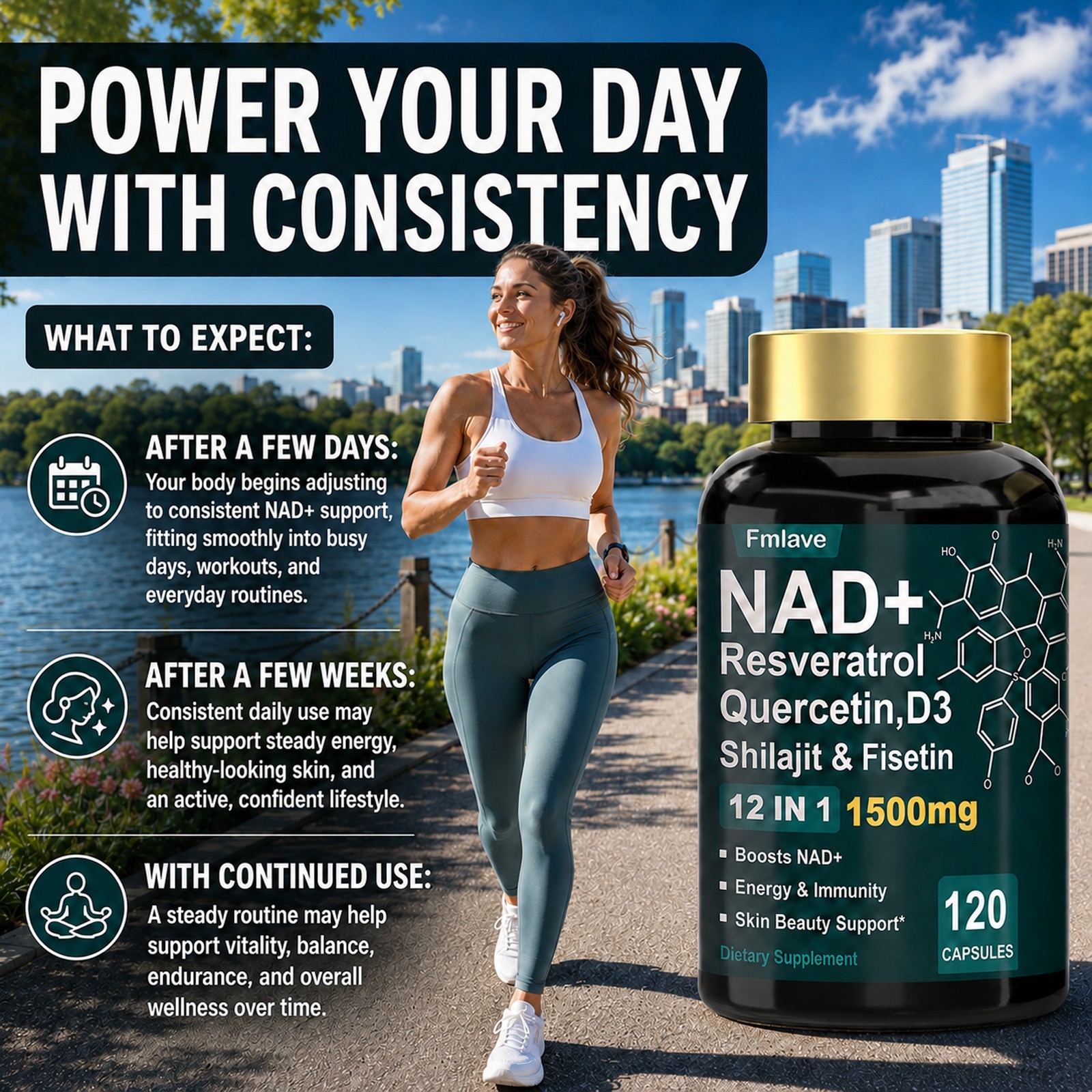 4pack NAD+ Supplement 1500Mg with Resveratrol Fisetin Nad plus Boosting 480 Caps
