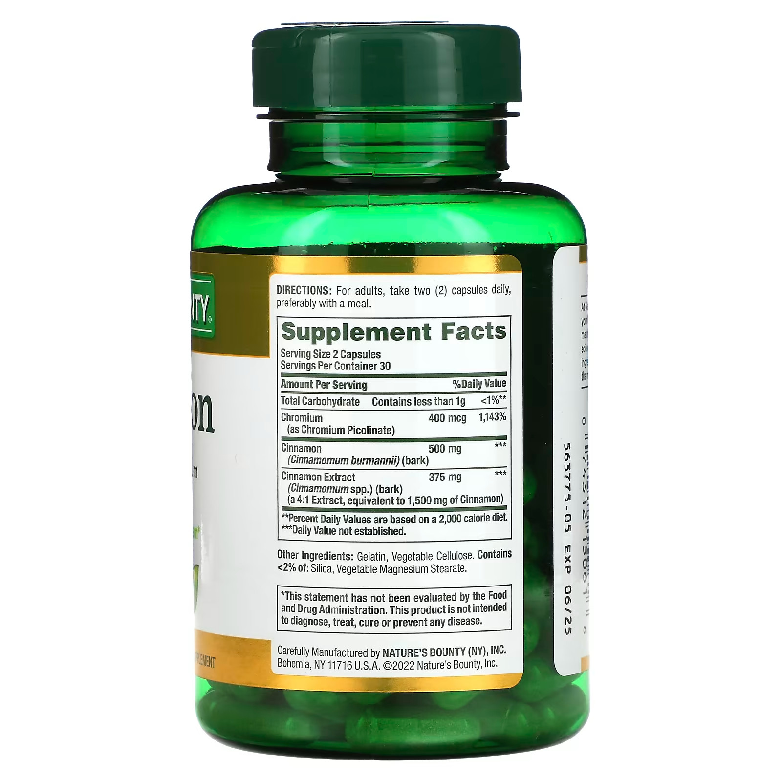 3 Pack Cinnamon 2000 mg + Chromium 180 Capsules (3×60) 1000 mg per Caps Exp 2026