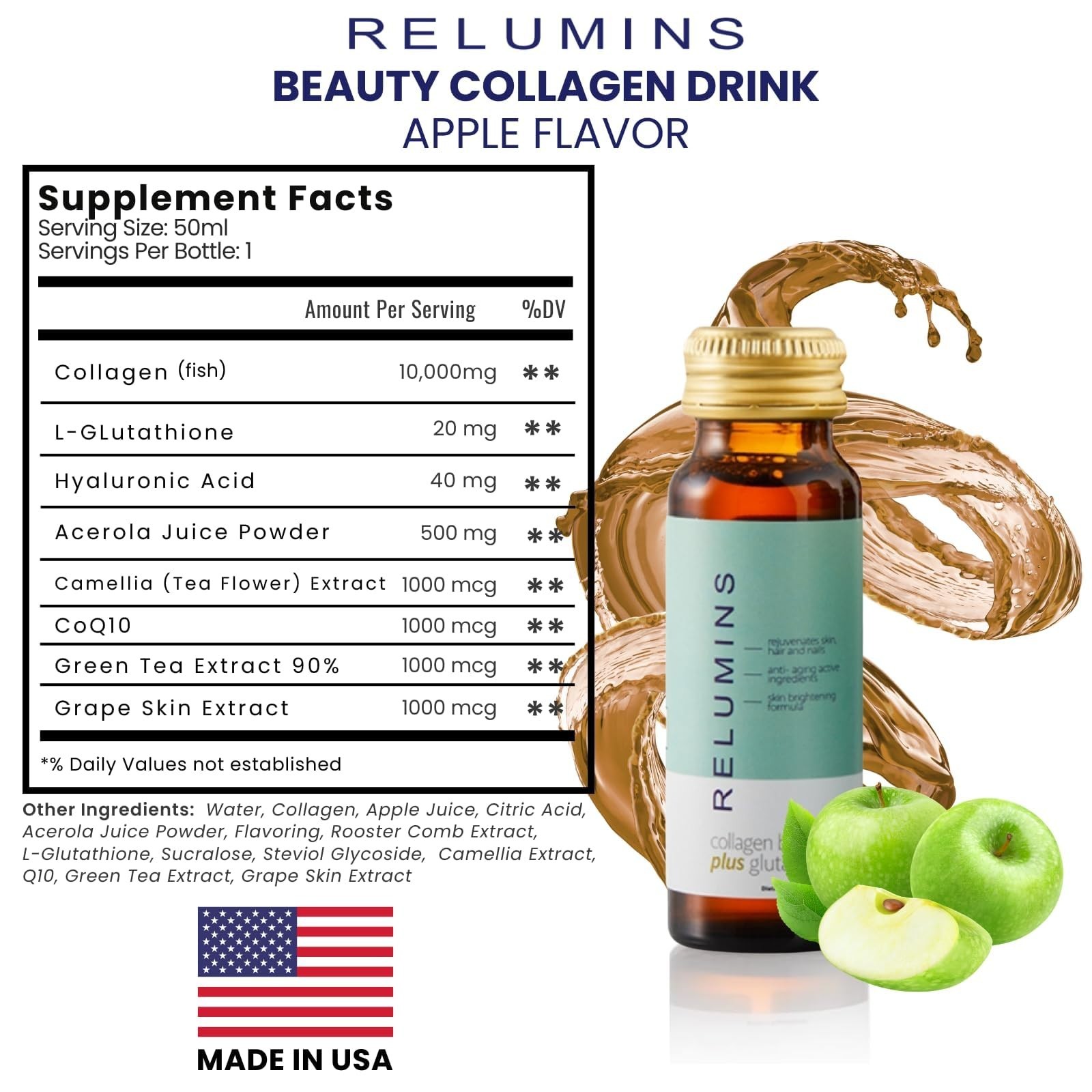 Relumins Advance Rejuvenating Collagen Beauty Drink Apple Flavor 3 Boxes