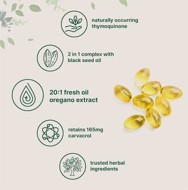 Oil of Oregano 6000mg Softgels with Black Seed Oil Carvacrol Antioxidant 300ct