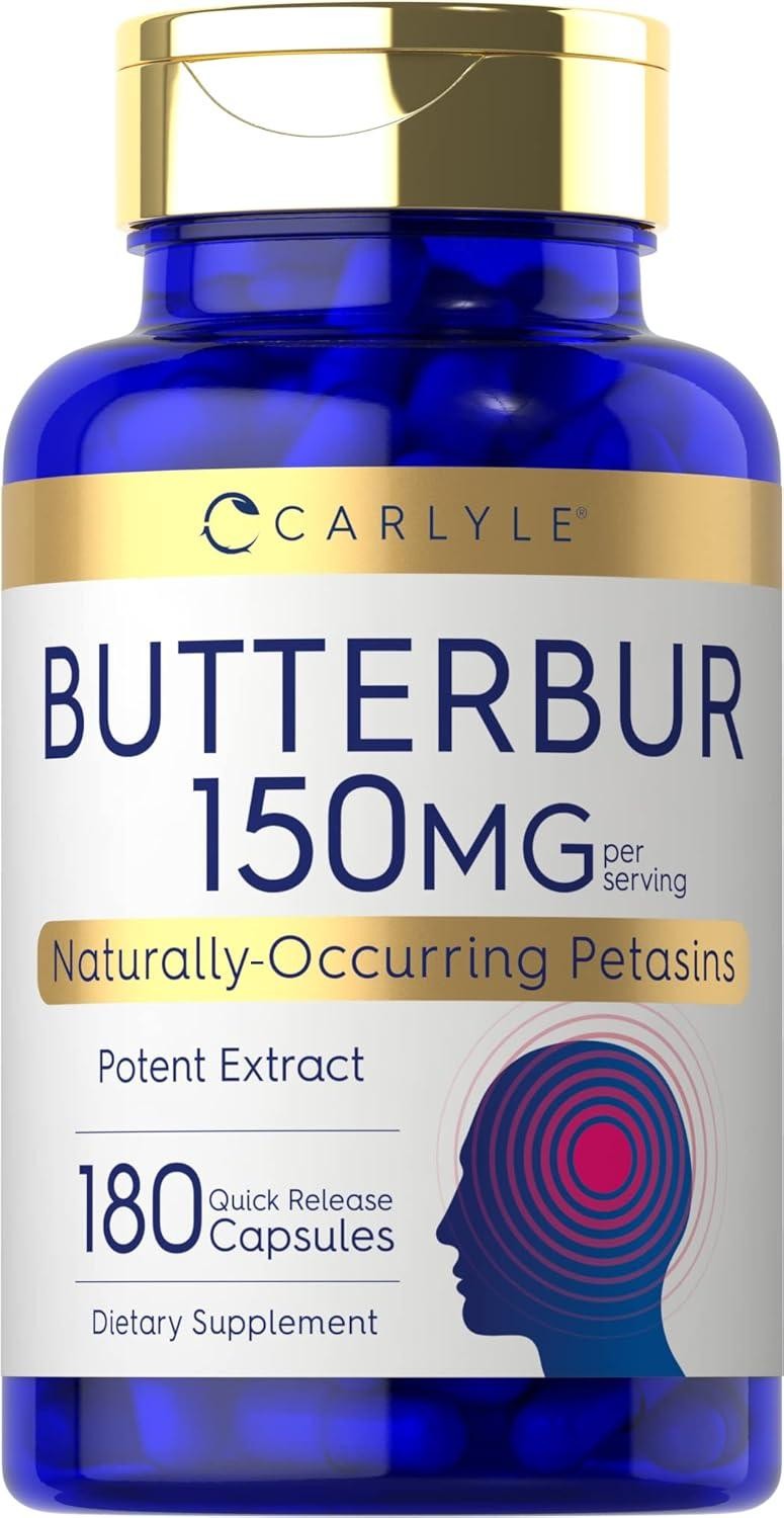 Butterbur 150 Mg Neurological Support Spasms Relieve Decrease Swell, 180 Caps