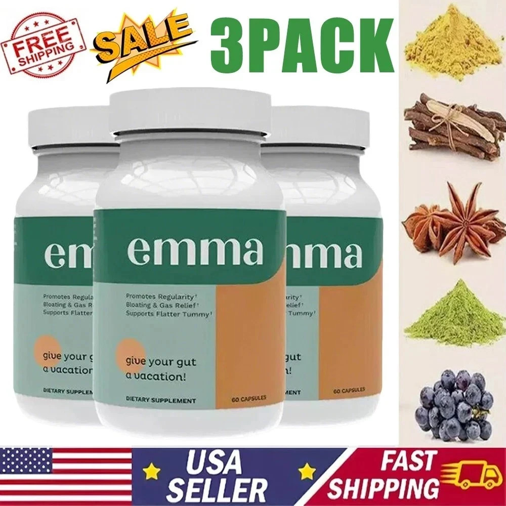3 Pack Emma Gut Health Supplemen’st 180 Capsules for Bloating Relief & Leaky Gut